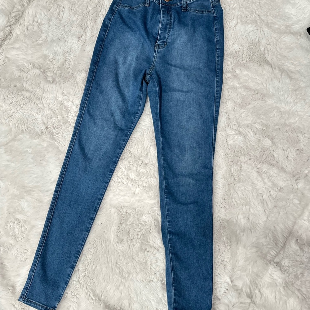 Vibrant Blue Skinny Jeans Classic Denim